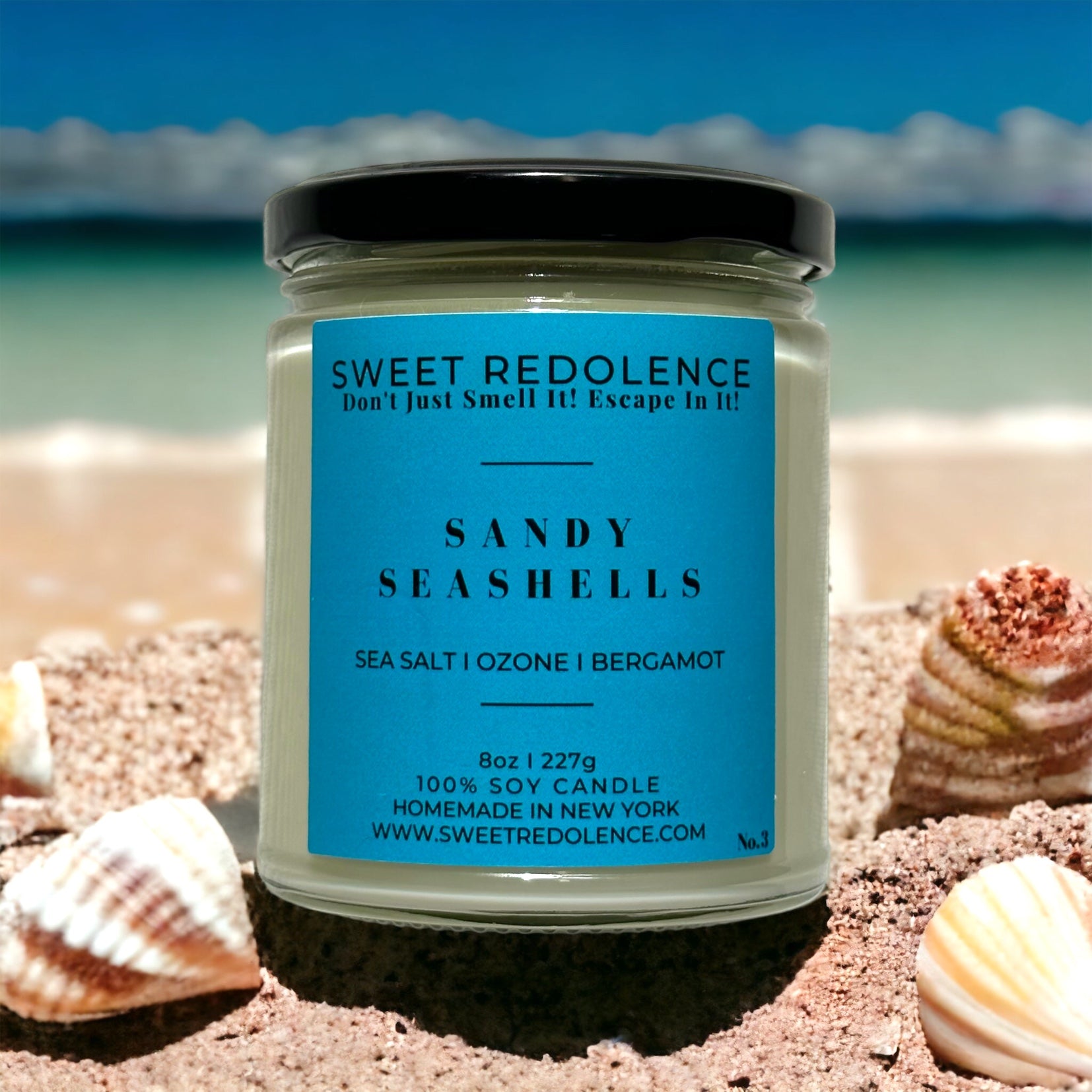 Sand and Sea Spray Candle, 8 Oz Soy Candle, Beach Scent 